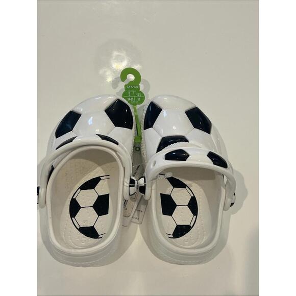 Crocs Little Kids Size C8 Soccer Clogs White Black - Picture 7 of 9